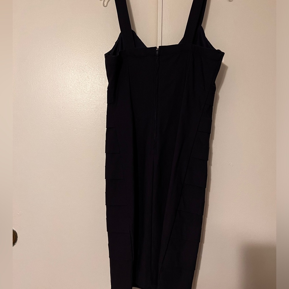Navy Blue Ruched Cocktail Dress - Picture 3 of 5